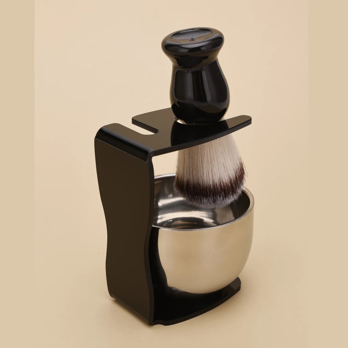 Men'S Shaving Set Gift Shaving Brush Badger Wooden Handle Acrylic Stand Stainless Steel Bowl Shaving Foam Bowl