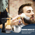3 in 1 Shaving Brush with Acrylic Stand Steel Bowl Shaving Brush Holder Set No Pungent Smell Beard Clean Shaver Kit Gift for Men