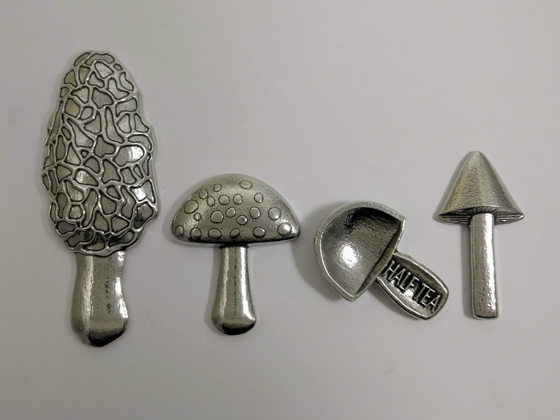 Mushroom Measuring Spoons, Pewter Spoons, Set of Four