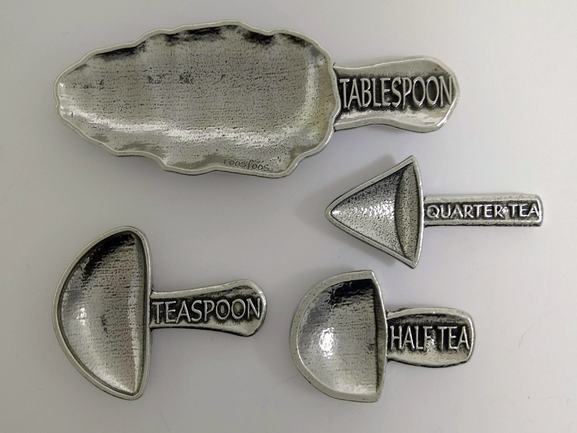 Mushroom Measuring Spoons, Pewter Spoons, Set of Four