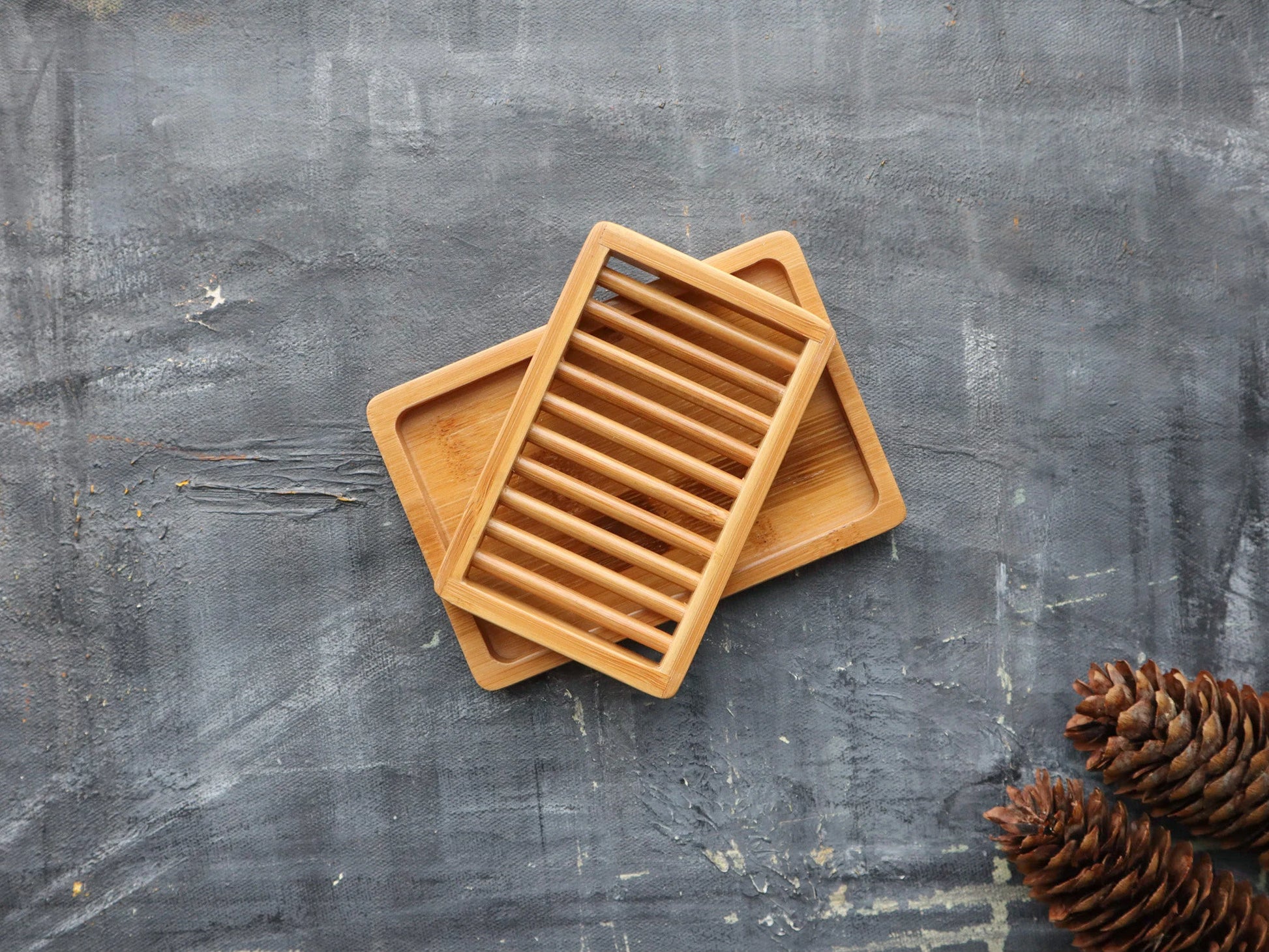 Dual-Layer Bamboo Soap Dish | Best Draining Biodegradable Soap Rack, Soap Saver | Soap Bar, Shampoo Bar, Conditioner | Zero Waste | Plantish