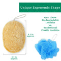 100% Natural Loofah Exfoliating Pad (3 Pack) - Loofah Body Scrubber - Loofah Sponge - Organic Biodegradable Loofah - Exfoliating Body Sponge